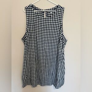 Old Navy NWT Women’s XXL Petite Gingham Sleeveless Mini Dress Navy White Linen